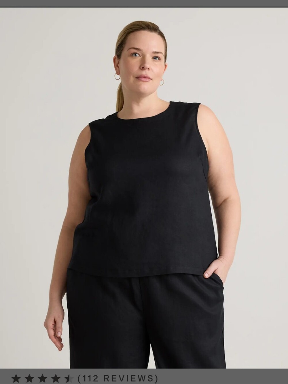 Quince Black Sleeveless Linen Shell Top